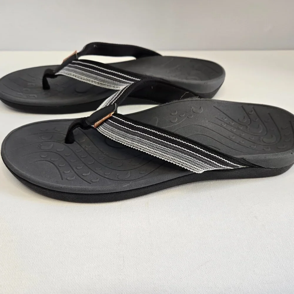 ERGOfoot Orthotic Flip Flops High Arch Support Black Ombre Unisex Sz 42